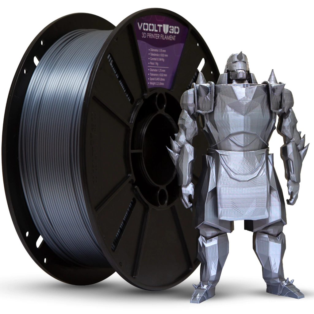 Voolt3D PLA Inox V-Silk 1kg para Impressora 3D — filamento para impressora 3D