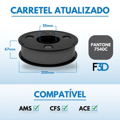 Filamento PLA Premium Cinza para Impressora 3D 2