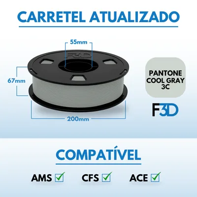 Filamento PLA Premium Cinza Gelo para Impressora 3D 2