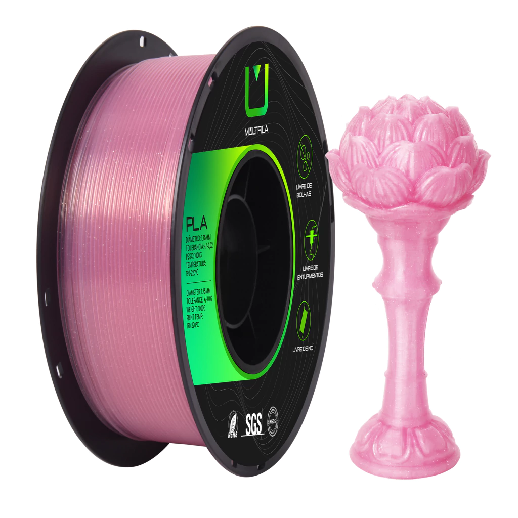 Filamento Pla Translúcido Rosa 1kg Multifila Para Impressora 3D 1.75mm — filamento para impressora 3D