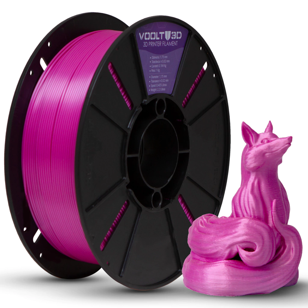 Voolt3D PLA Rosa Ametista V-Silk 1kg para Impressora 3D — filamento para impressora 3D