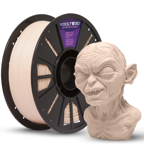 Filamento Voolt3D PLA Bege Caucasiano Velvet High Speed Premium - 1Kg para Impressora 3D — filamento para impressora 3D