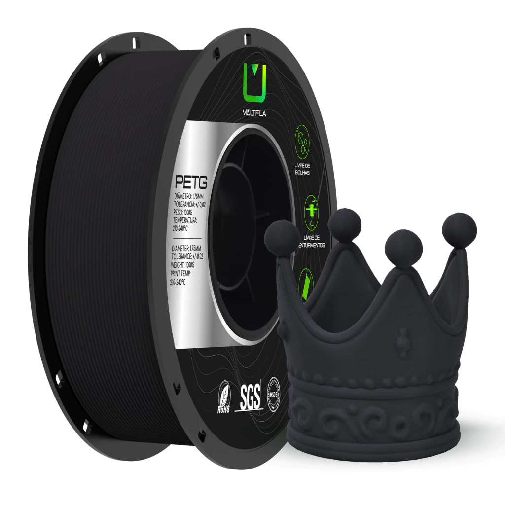 Filamento Multfila PETG Matte Preto Premium 1,75mm 1kg para Impressora 3D — filamento para impressora 3D