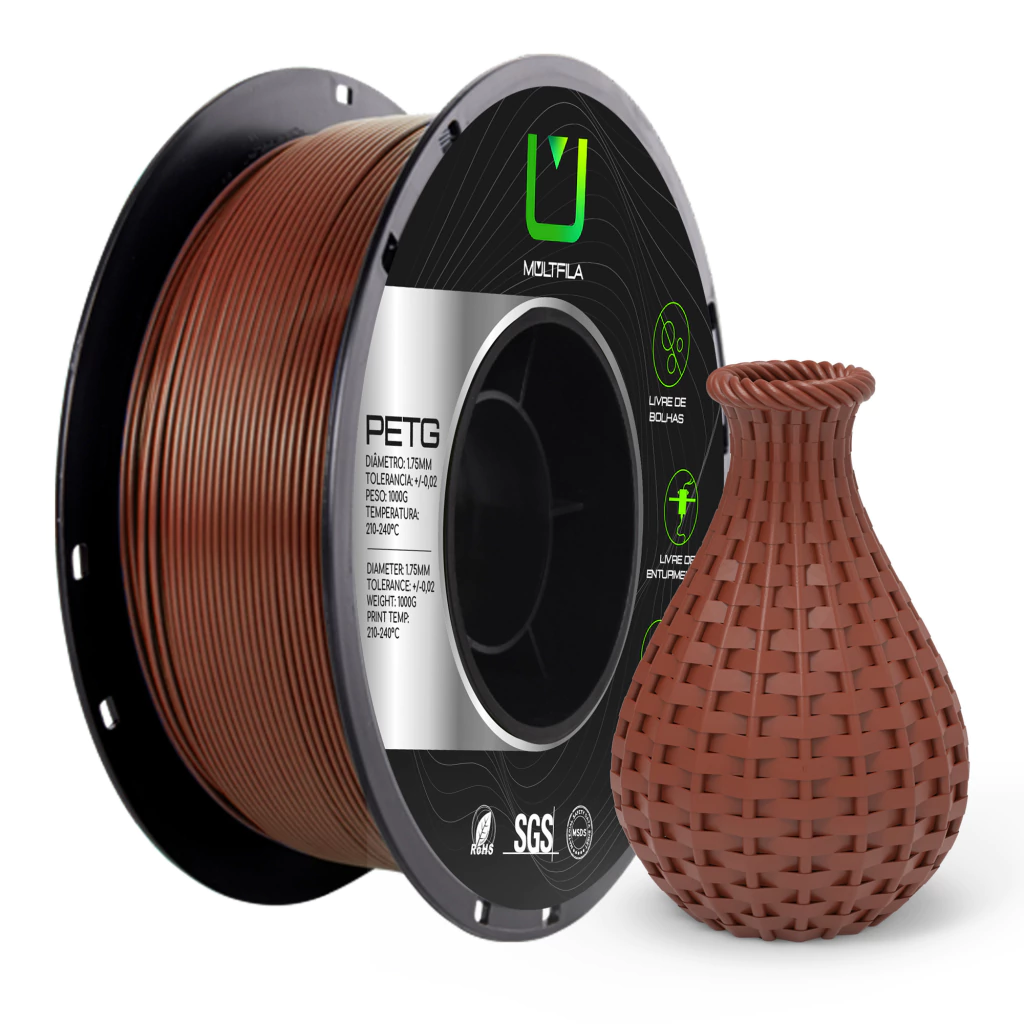 Filamento Multfila PETG Marrom Café Premium 1,75mm 1kg para Impressora 3D — filamento para impressora 3D