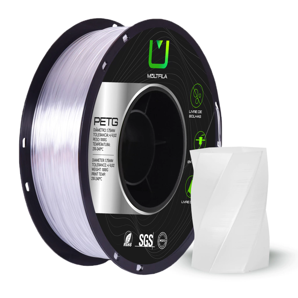 Filamento Multfila PETG Transparente Premium 1,75mm 1kg para Impressora 3D — filamento para impressora 3D