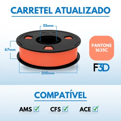 Filamento PLA Premium Laranja Neon para Impressora 3D 2