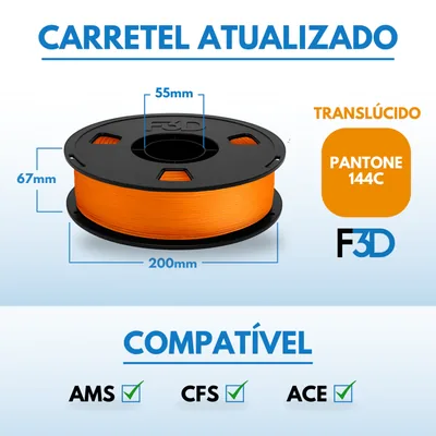 Filamento PLA Premium Laranja Translúcido para Impressora 3D 2