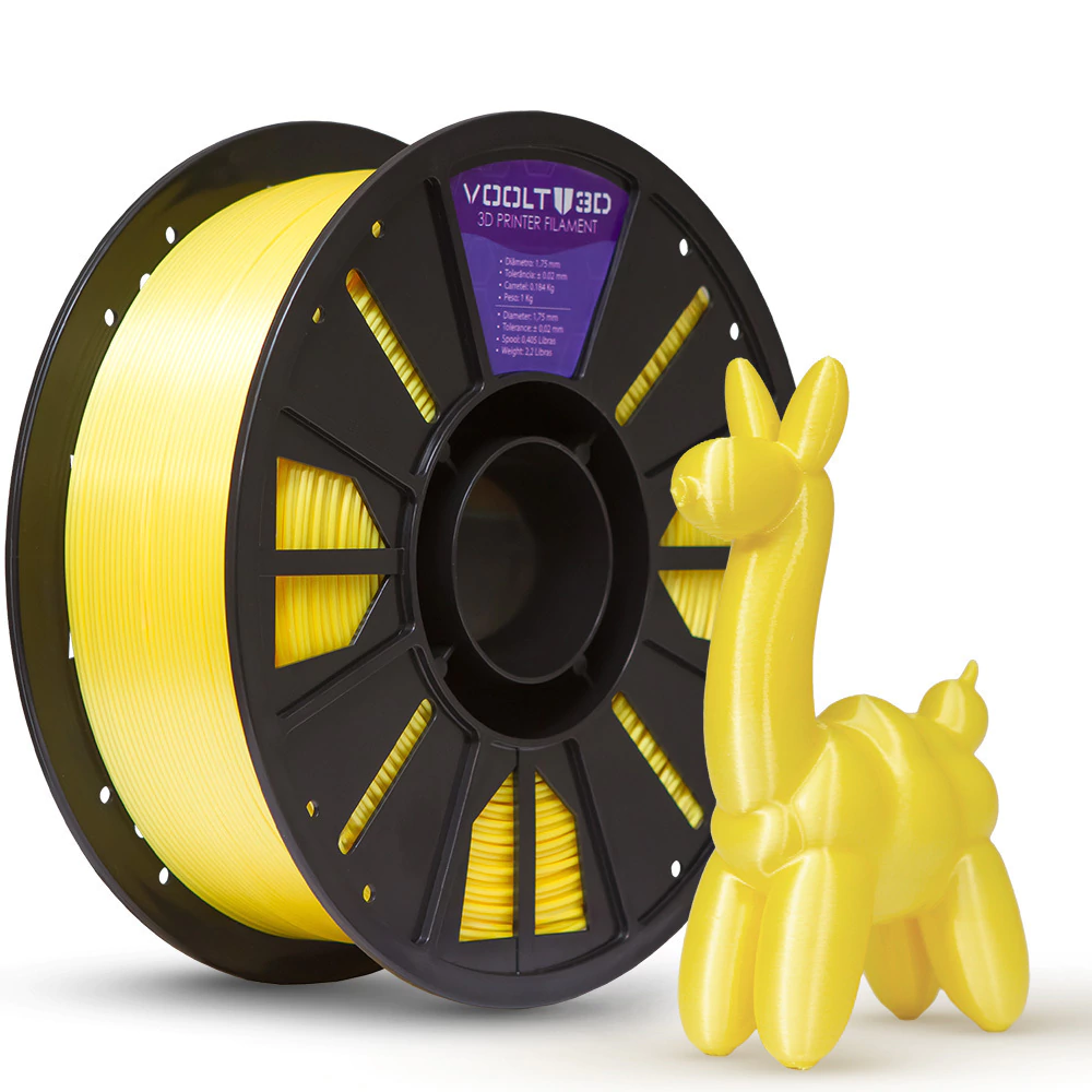 Voolt3D PLA Amarelo V-Silk 1kg para Impressora 3D — filamento para impressora 3D