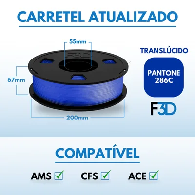 Filamento PLA Premium Azul Translúcido para Impressora 3D 2