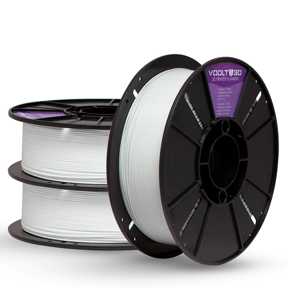 Voolt3D KIT Filamento PLA Branco Velvet 3Kg para Impressora 3D — filamento para impressora 3D