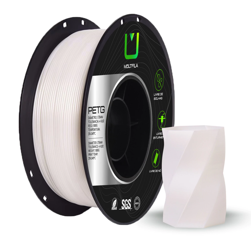 Filamento Multfila PETG Branco Perolado Premium 1,75mm 1kg para Impressora 3D — filamento para impressora 3D