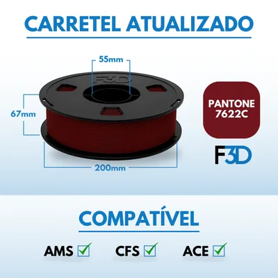 Filamento PLA Premium Vermelho Framboesa para Impressora 3D 2
