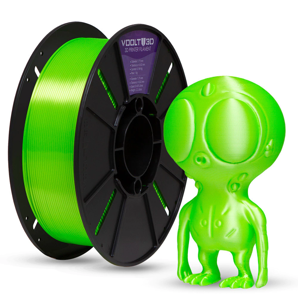 Filamento Voolt3D PLA Verde Neon V-Silk 1kg para Impressora 3D — filamento para impressora 3D