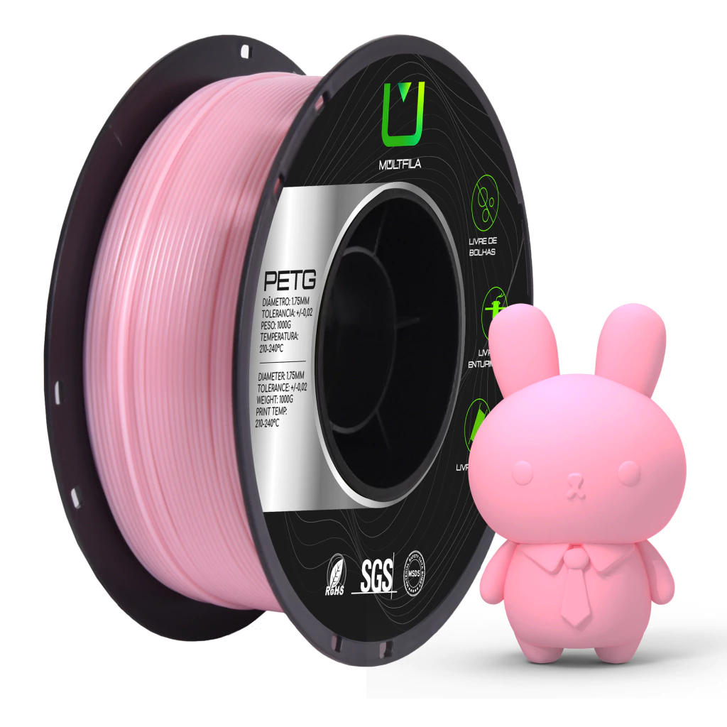 Filamento Multfila PETG Rosa Claro Premium 1,75mm 1kg para Impressora 3D — filamento para impressora 3D