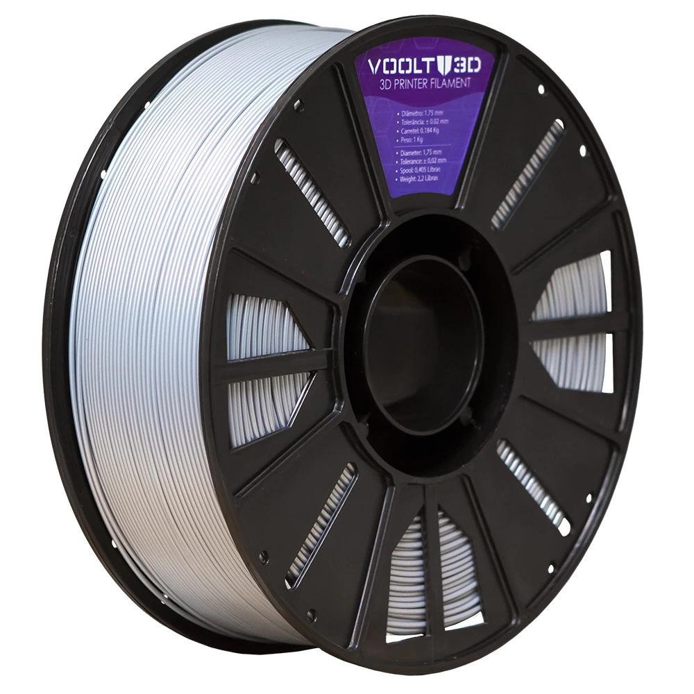Filamento Voolt3D ABS Alumínio Metalizado 1kg para Impressora 3D — filamento para impressora 3D