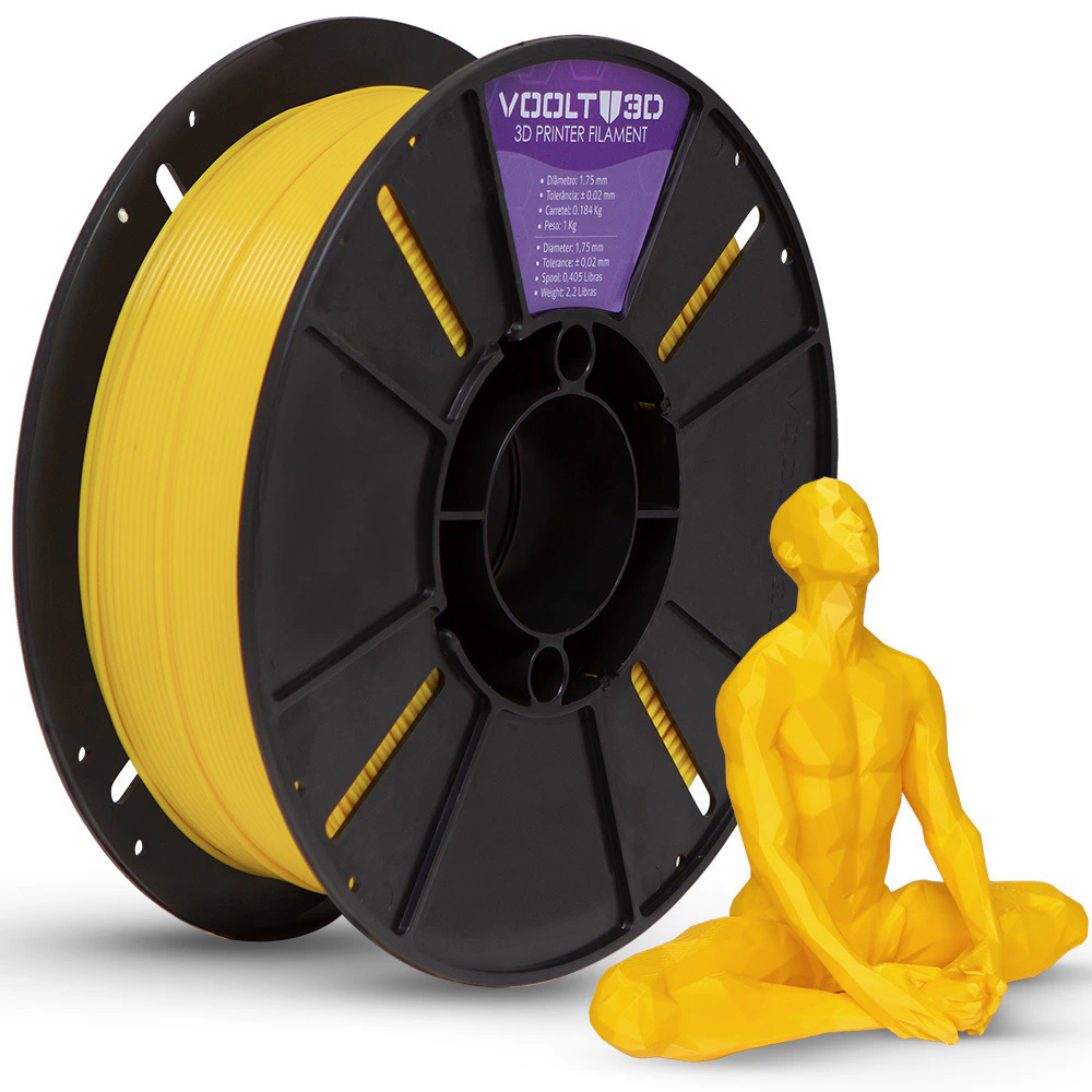 Filamento Voolt3D PLA Amarelo Velvet 1kg para Impressora 3D — filamento para impressora 3D