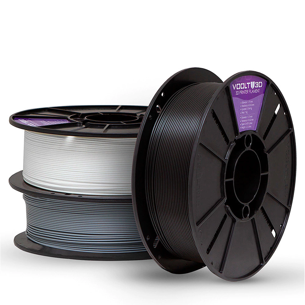 Voolt3D KIT Filamento PLA Velvet Branco + Cinza + Preto para Impressora 3D — filamento para impressora 3D